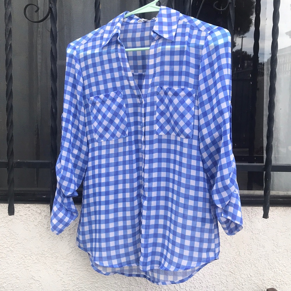 Blue checkered Portofino Express Blouse